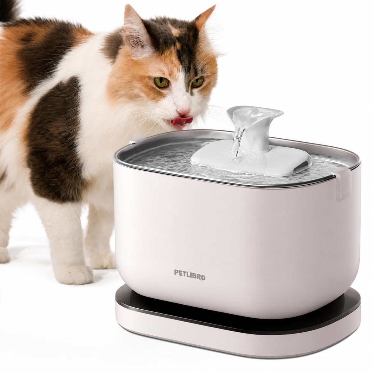 PETLIBRO Cat Water Fountain, Cordless Pet Water Fountain Battery Operated, 2.5L/84oz Dockstream Water Fountains for Cats Indoor, Cat Fountain with Stainless Steel Tray, Easy to Clean BPA-Free