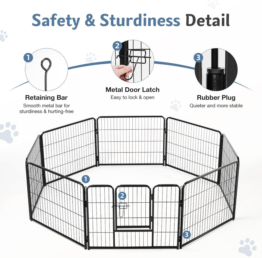 DUMOS Dog Playpen 24 Inch 8 Panels Indoor Outdoor Metal Pet Fence