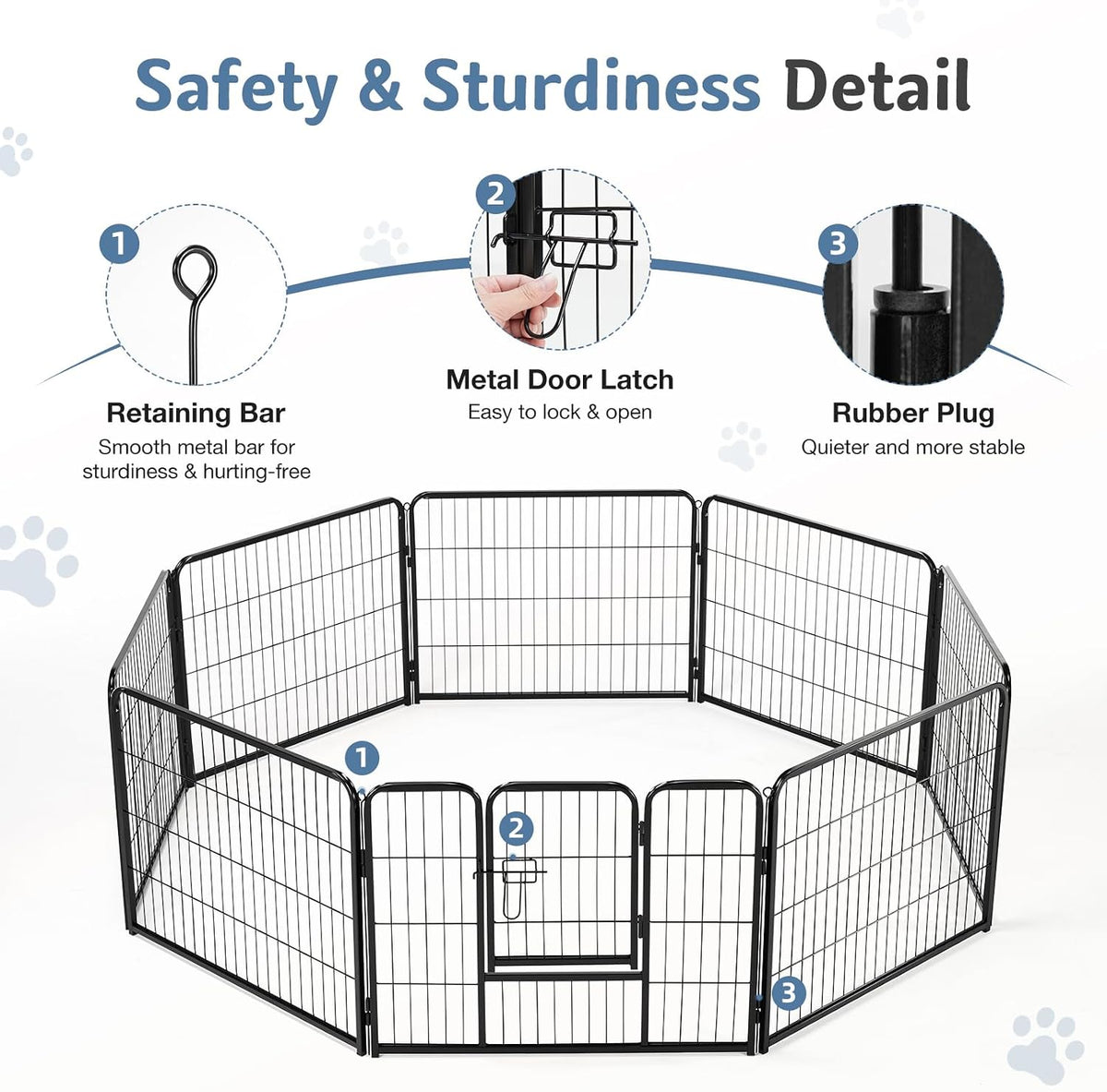 DUMOS Dog Playpen 24 Inch 8 Panels Indoor Outdoor Metal Pet Fence