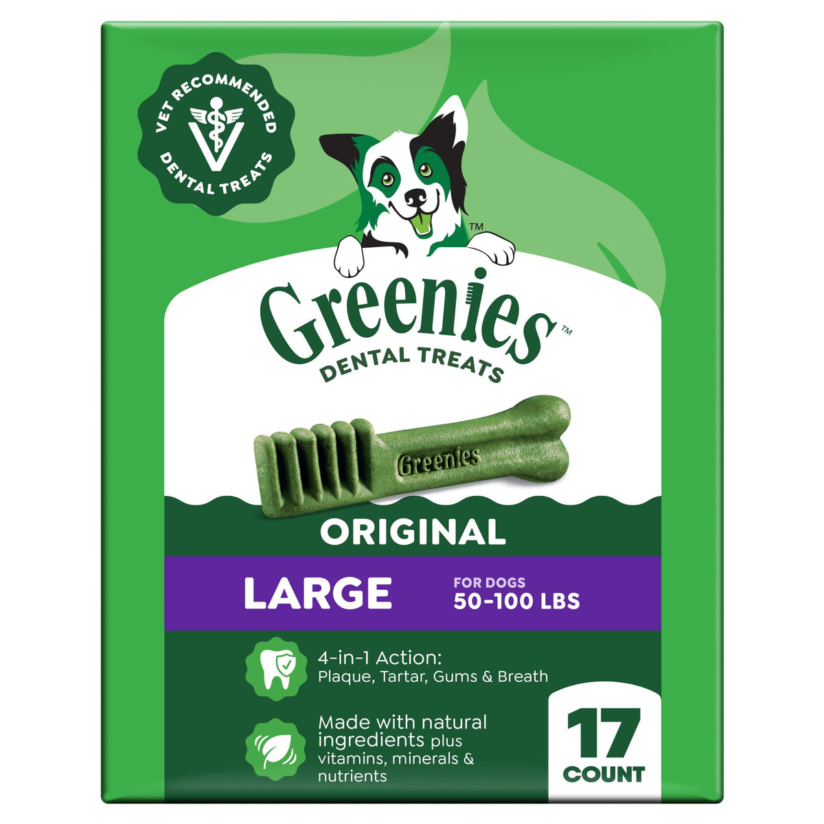 Greenies Large Natural Dental Dog Treats, Original Flavor, 24 Count