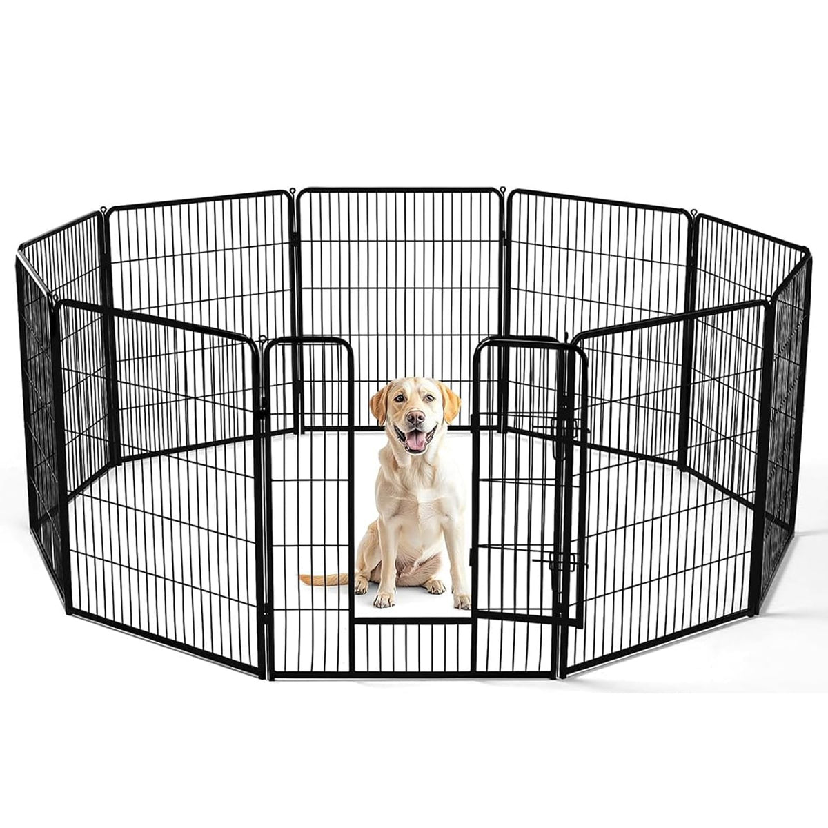 DUMOS Dog Playpen 24 Inch 8 Panels Indoor Outdoor Metal Pet Fence