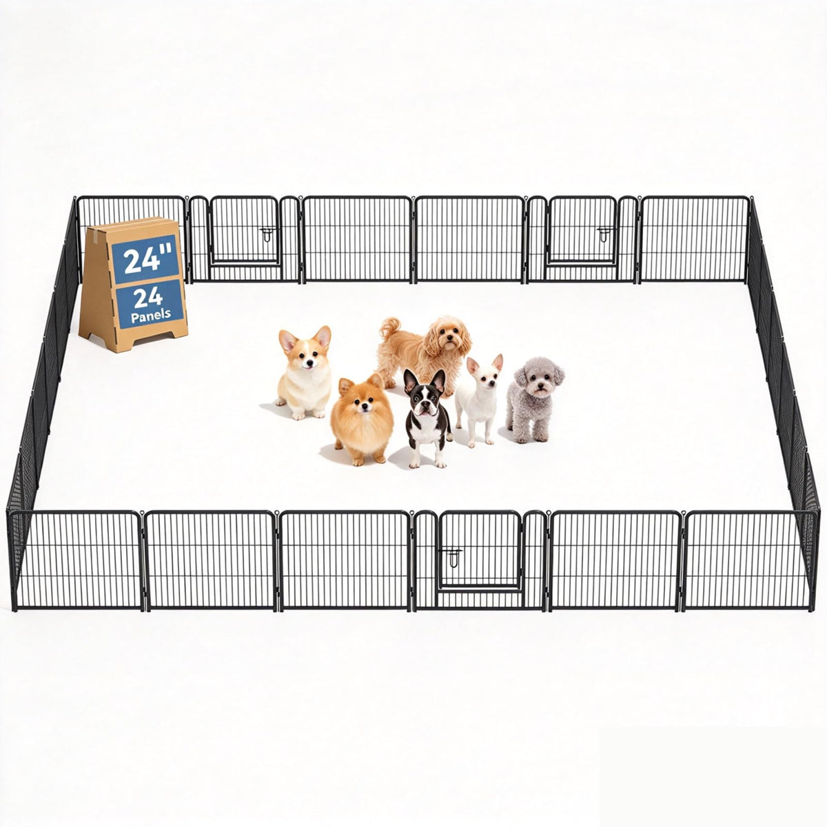 DUMOS Dog Playpen 24 Inch 8 Panels Indoor Outdoor Metal Pet Fence