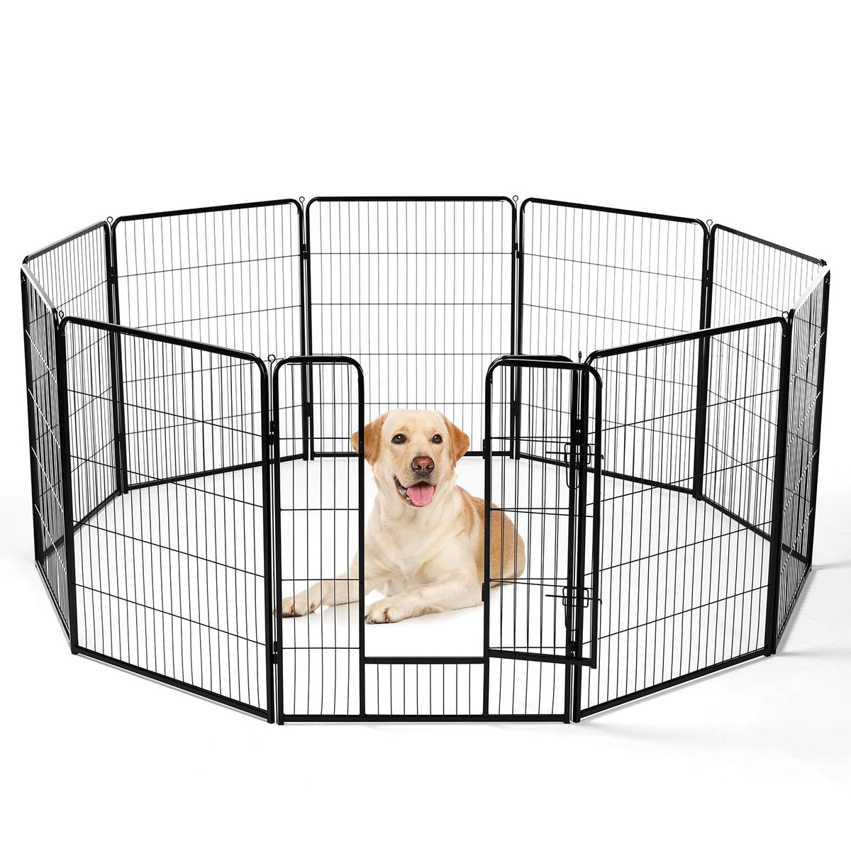 DUMOS Dog Playpen 24 Inch 8 Panels Indoor Outdoor Metal Pet Fence