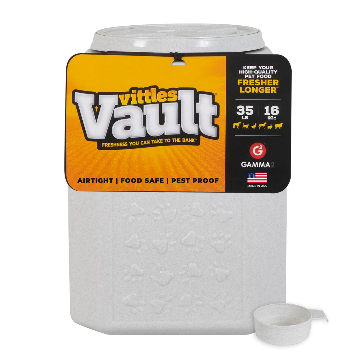 Vittles Vault Vittles Vault Pawprint Food Storage Container + Scoop, 25lbs