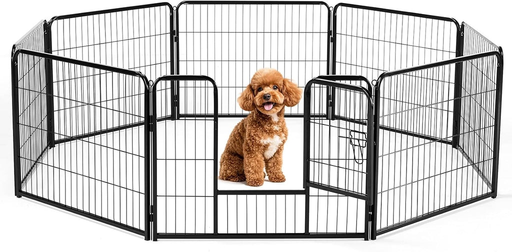 DUMOS Dog Playpen 24 Inch 8 Panels Indoor Outdoor Metal Pet Fence