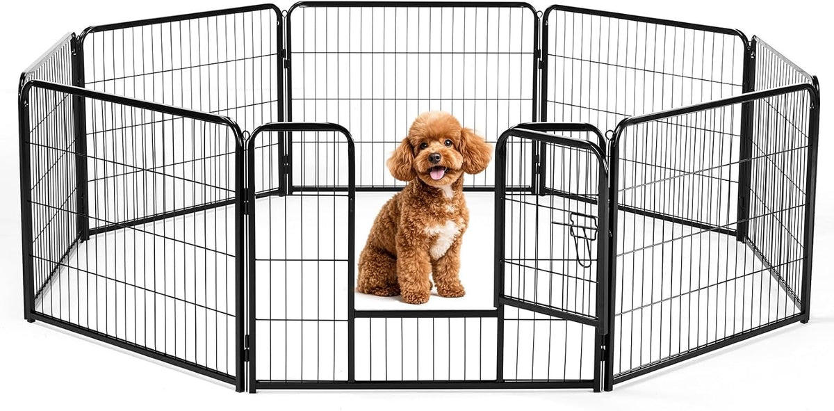 DUMOS Dog Playpen 24 Inch 8 Panels Indoor Outdoor Metal Pet Fence