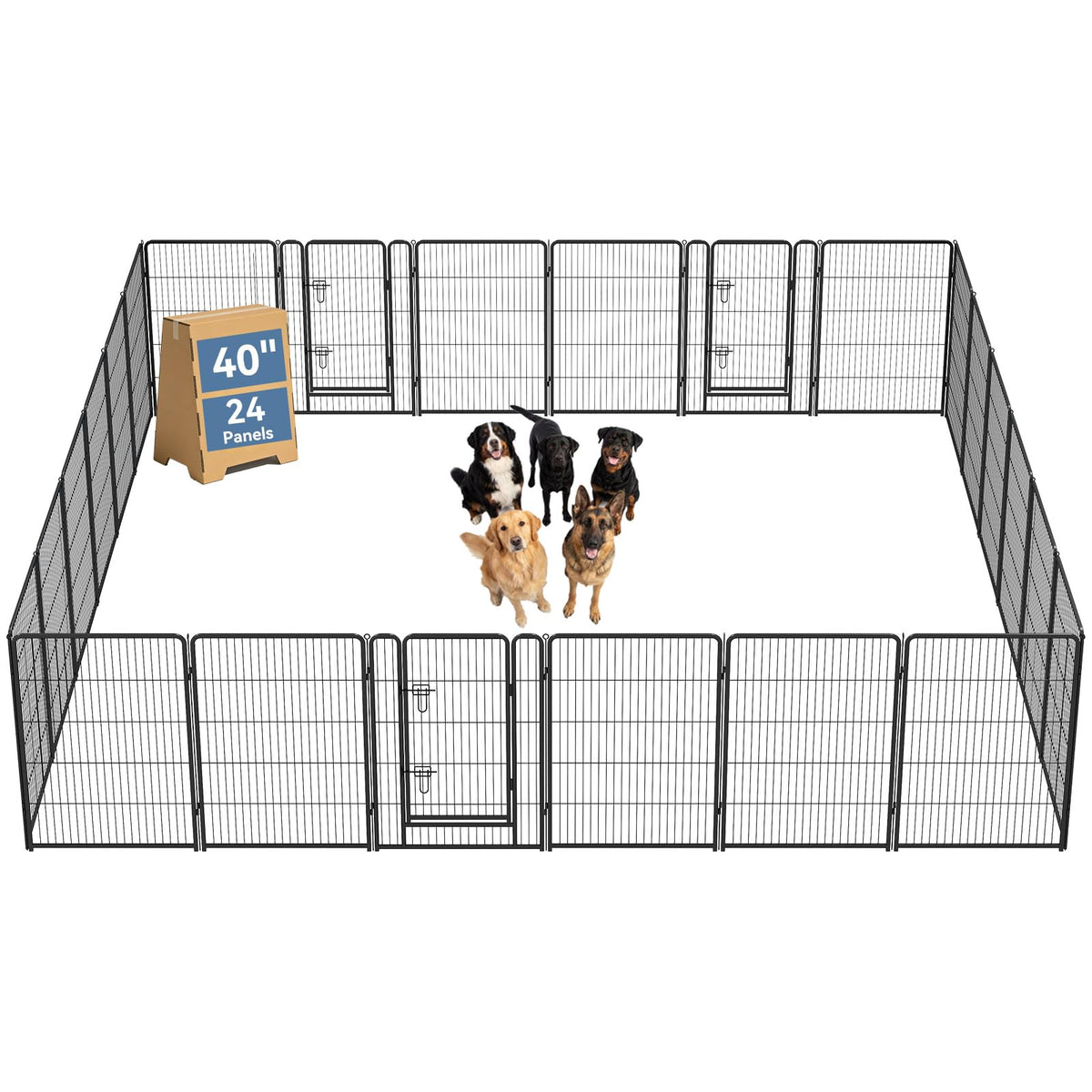 DUMOS Dog Playpen 24 Inch 8 Panels Indoor Outdoor Metal Pet Fence
