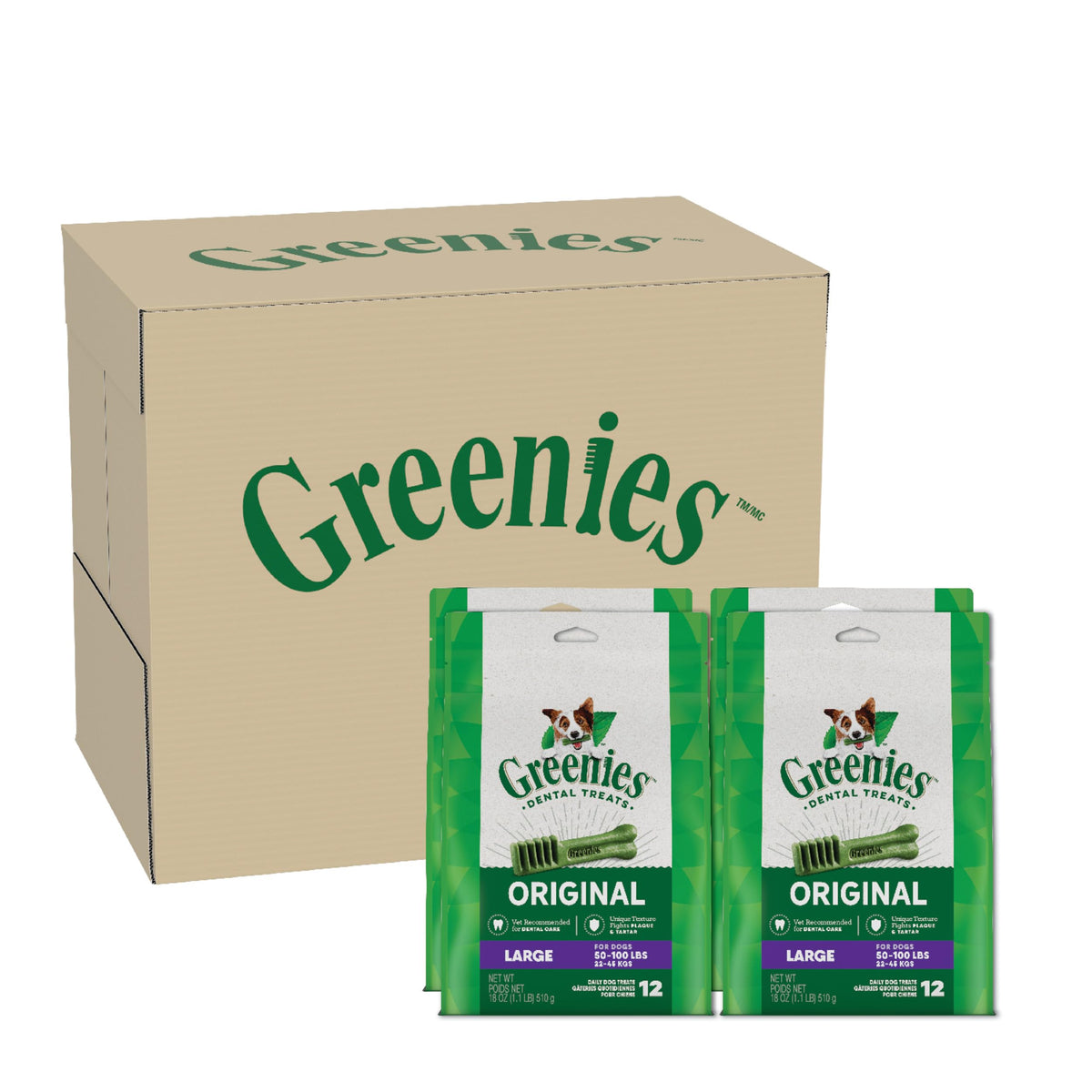 Greenies Large Natural Dental Dog Treats, Original Flavor, 24 Count