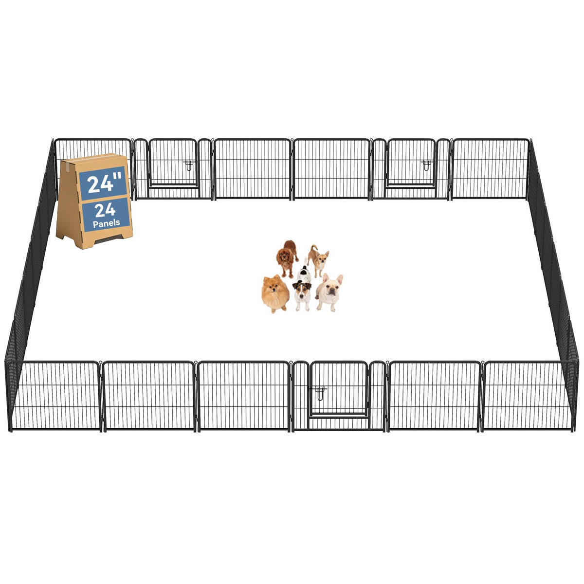 DUMOS Dog Playpen 24 Inch 8 Panels Indoor Outdoor Metal Pet Fence