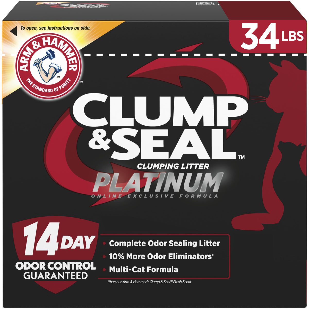 ARM & HAMMER Slide Platinum Easy Clean-Up Clumping Cat Litter, 34 lbs
