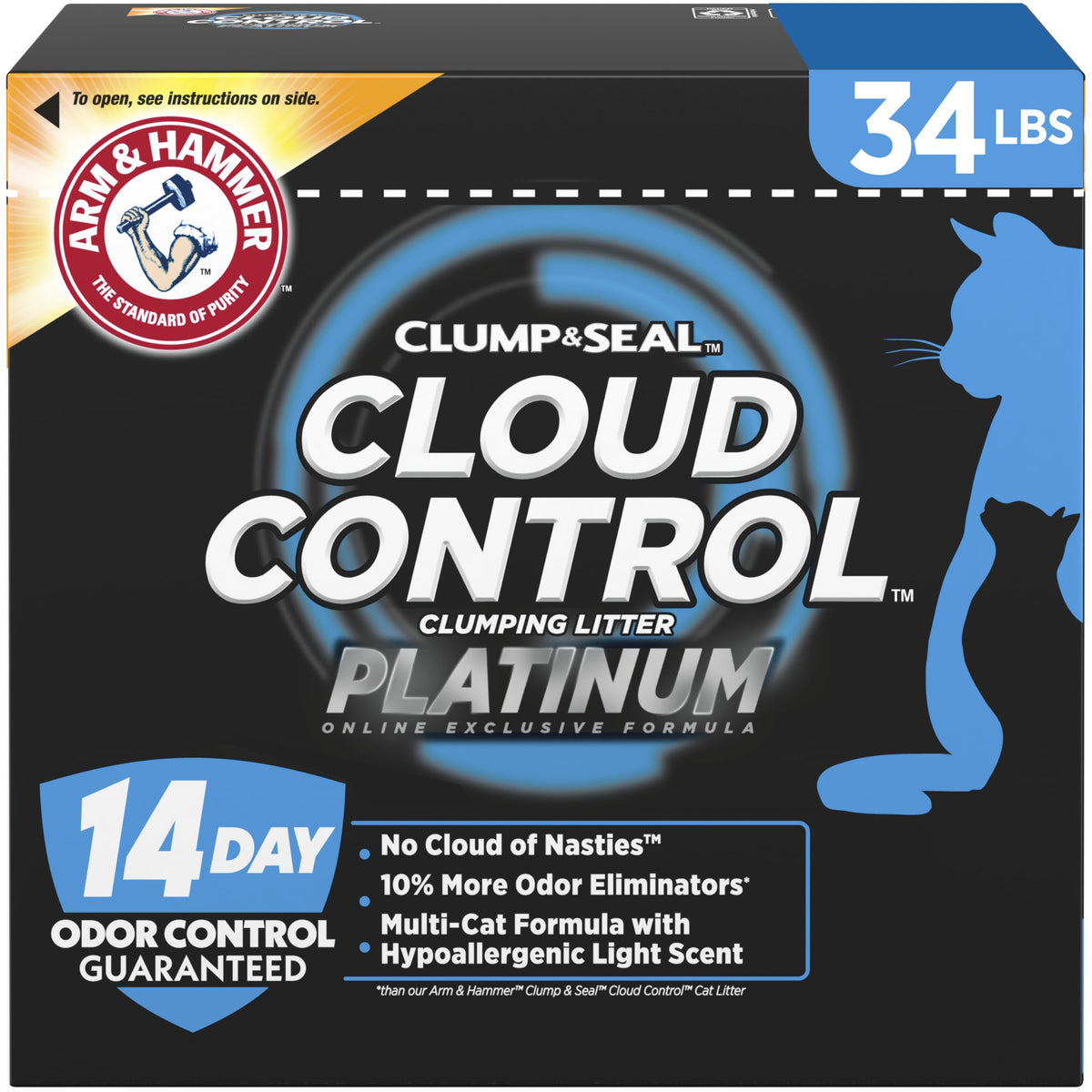 ARM & HAMMER Slide Platinum Easy Clean-Up Clumping Cat Litter, 34 lbs