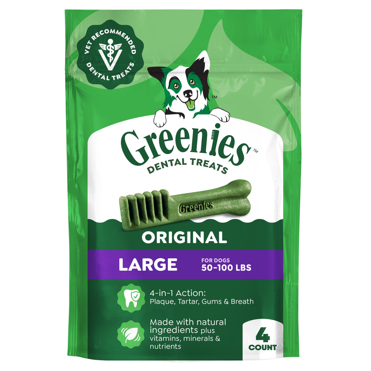 Greenies Large Natural Dental Dog Treats, Original Flavor, 24 Count