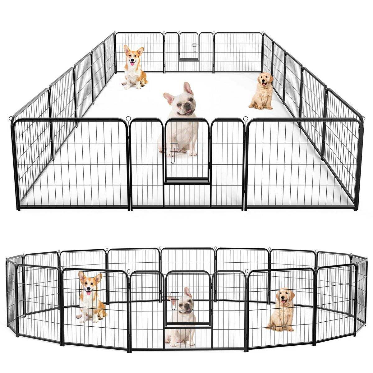 DUMOS Dog Playpen 24 Inch 8 Panels Indoor Outdoor Metal Pet Fence