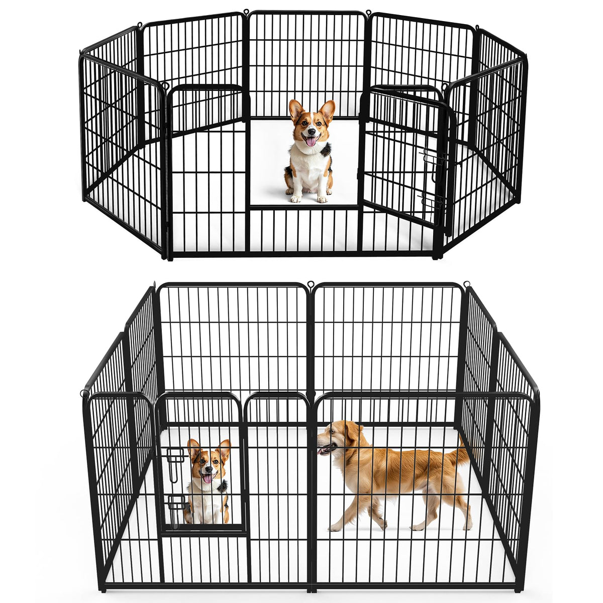 DUMOS Dog Playpen 24 Inch 8 Panels Indoor Outdoor Metal Pet Fence