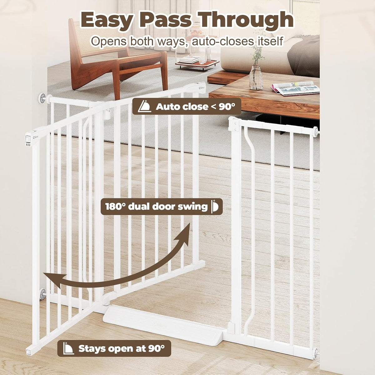 29"-45" Baby Gate for Stairs & Doorways, Auto Close Dog Gate Indoor
