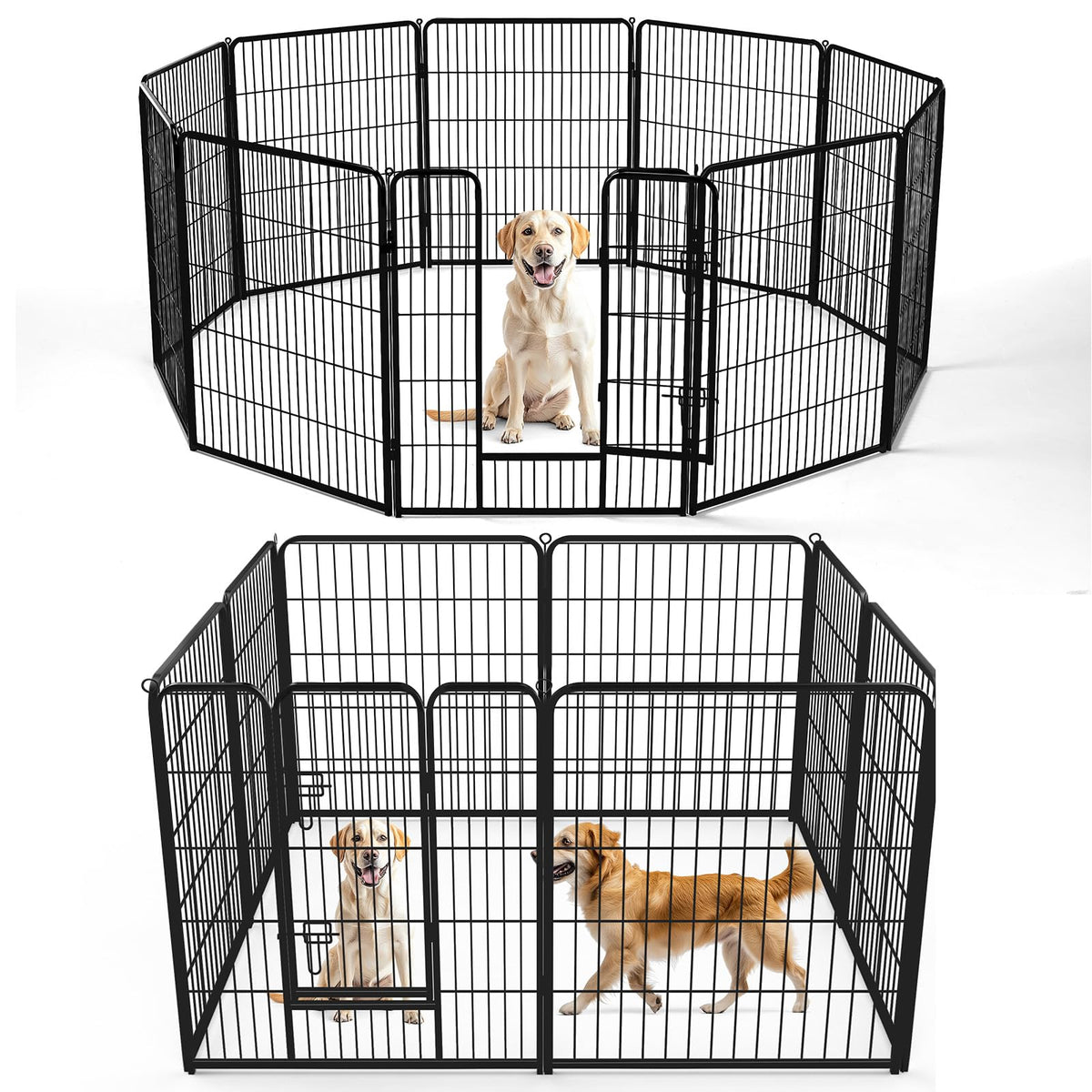 DUMOS Dog Playpen 24 Inch 8 Panels Indoor Outdoor Metal Pet Fence
