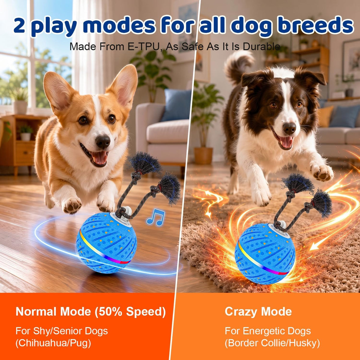 Smart Interactive Dog Toys Ball for Aggressive Chewers Medium Large,E-TPU 2
