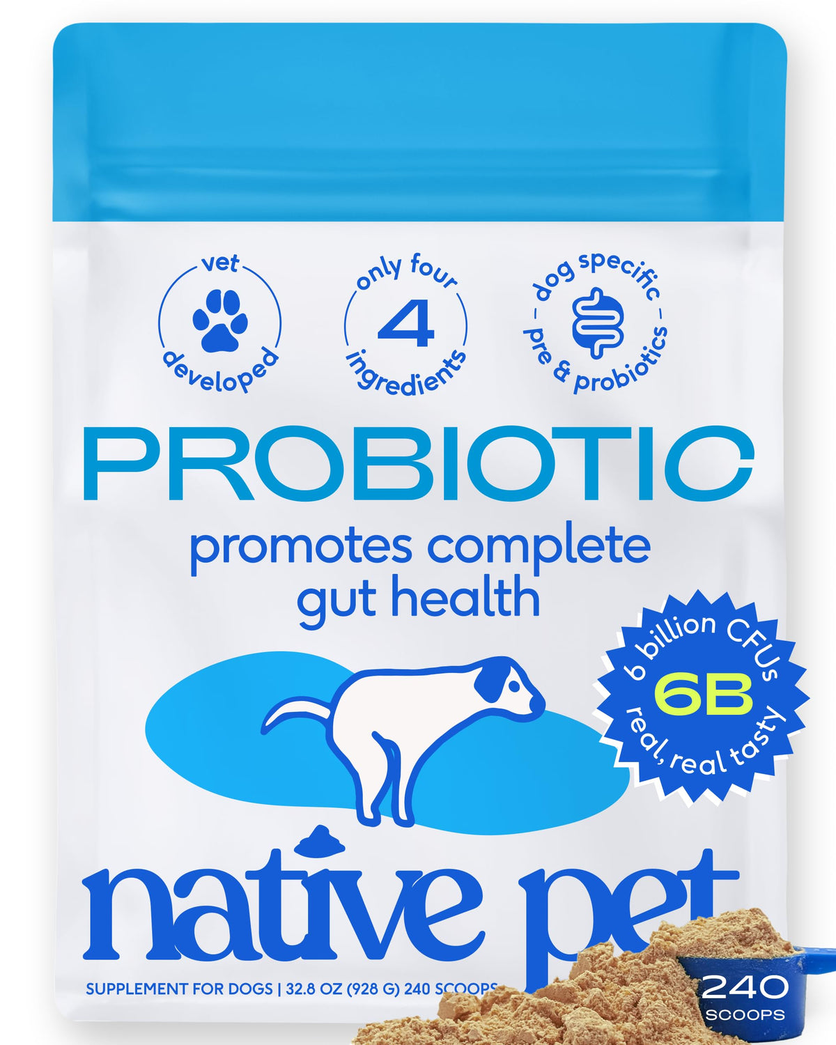 Native Pet WonderGland - Dog Anal Gland Supplement - Promotes Firm Stools, Natural Gland Expression to Help Reduce Scooting - Fiber Food Topper with Miscanthus Grass, Pumpkin & Probiotics - 60 Scoops