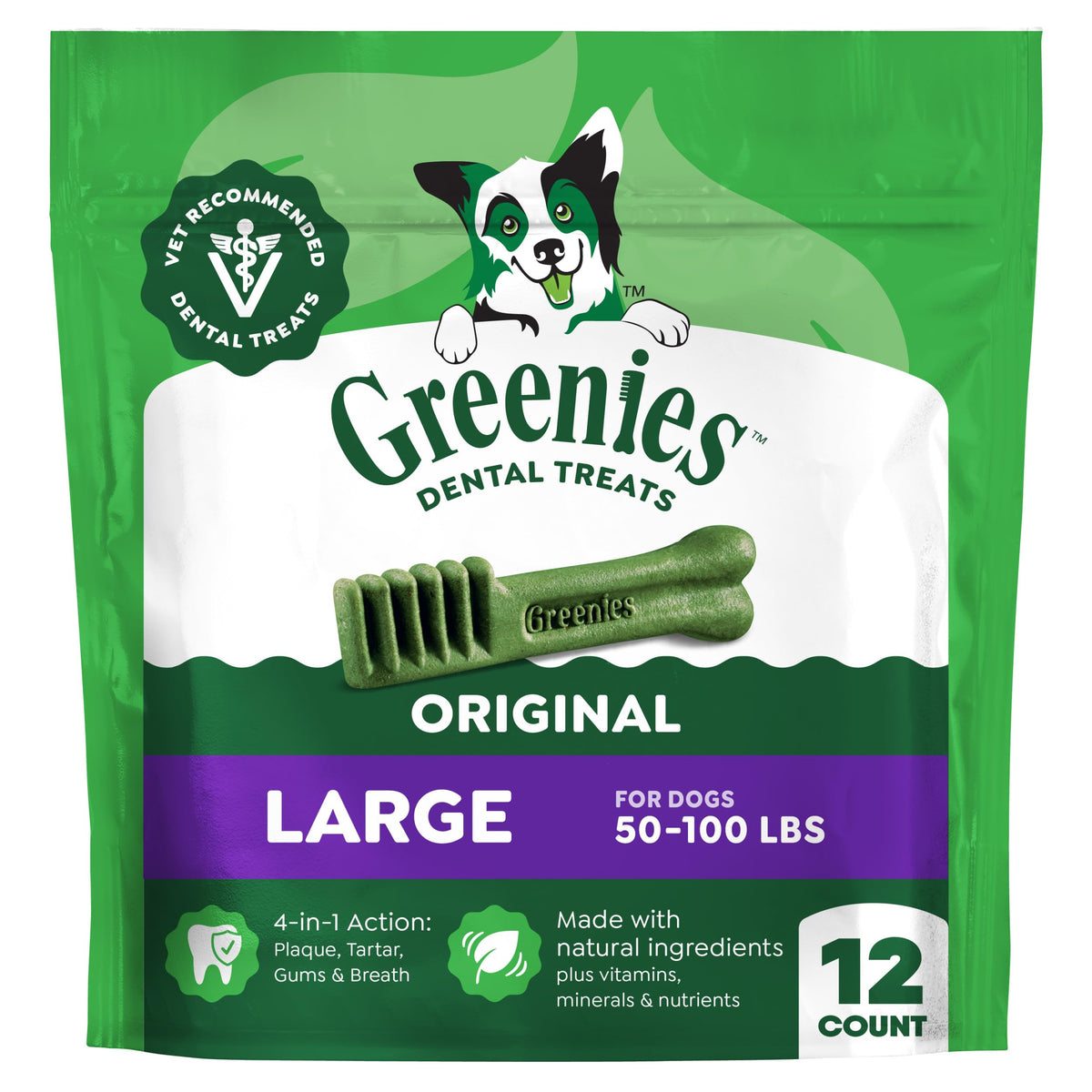 Greenies Large Natural Dental Dog Treats, Original Flavor, 24 Count