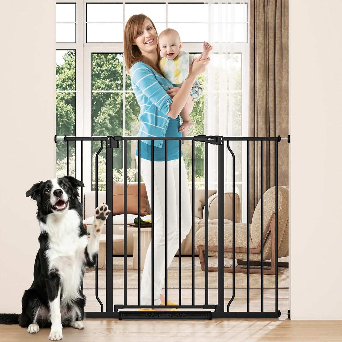 29"-45" Baby Gate for Stairs & Doorways, Auto Close Dog Gate Indoor