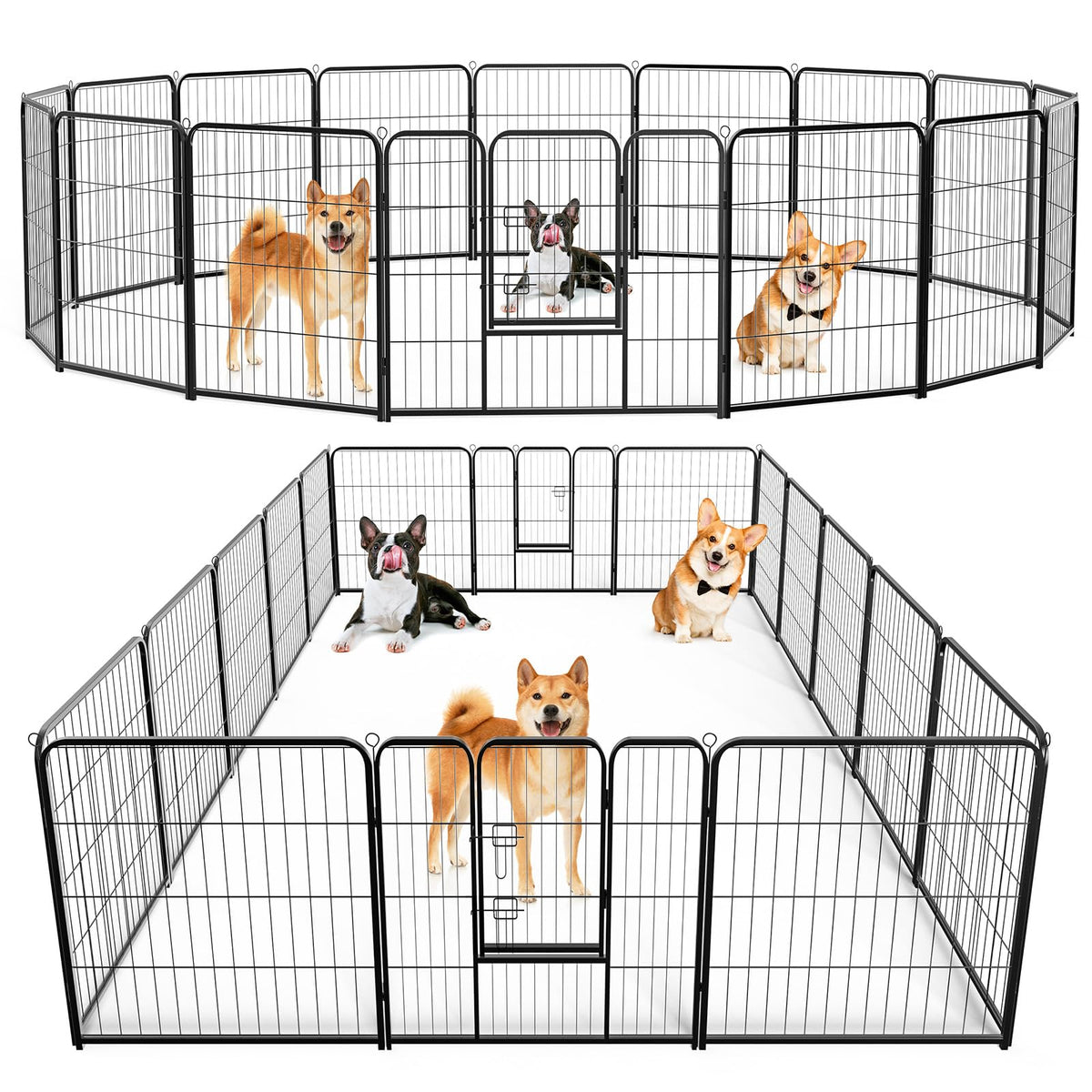 DUMOS Dog Playpen 24 Inch 8 Panels Indoor Outdoor Metal Pet Fence