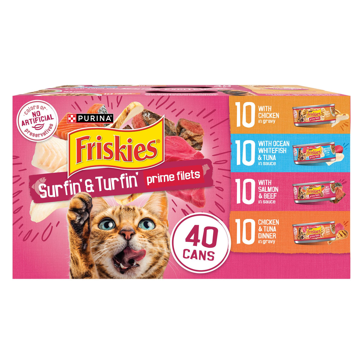 Purina Friskies Prime Filets Cat Food Variety Pack, 48 Ct Cans