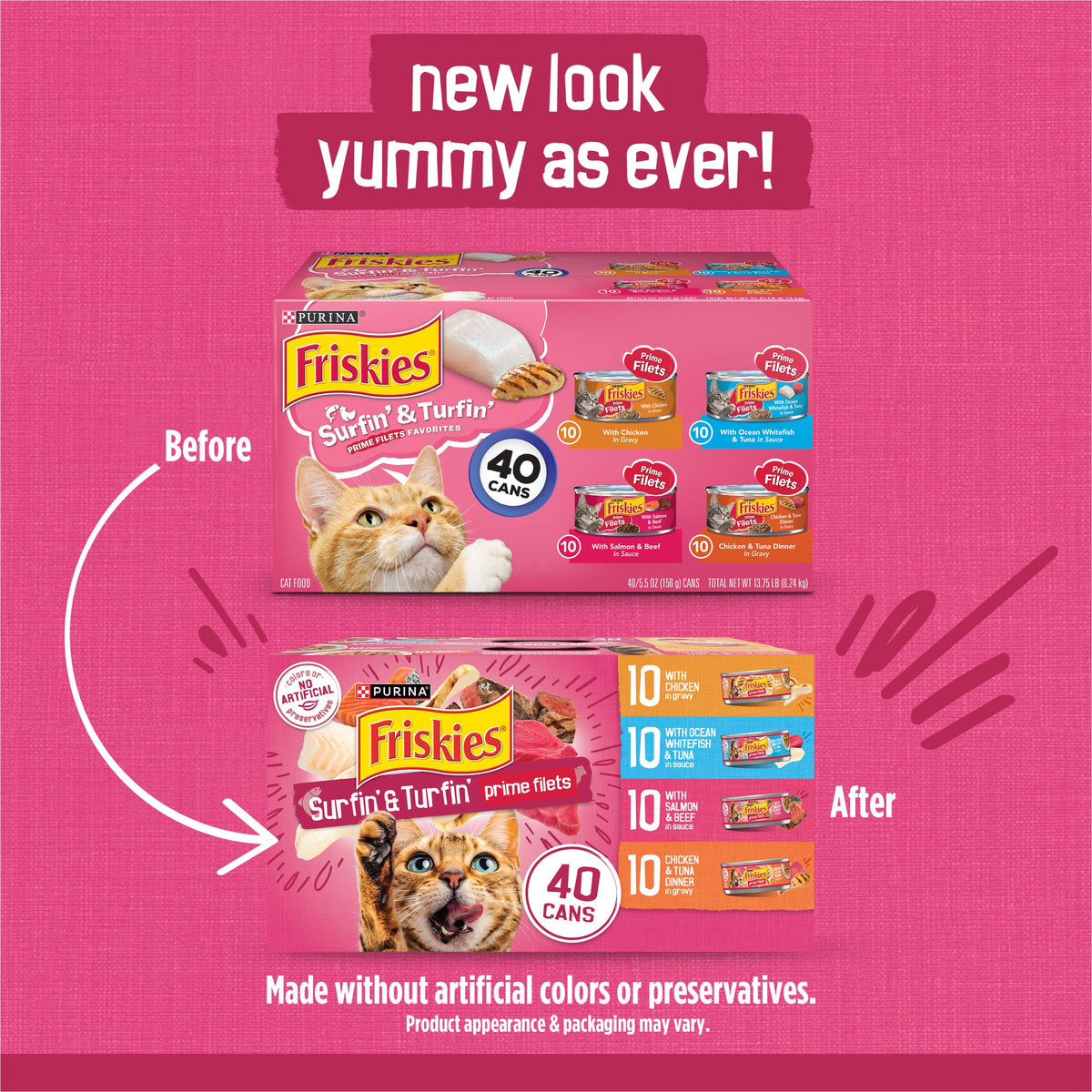 Purina Friskies Prime Filets Cat Food Variety Pack, 48 Ct Cans